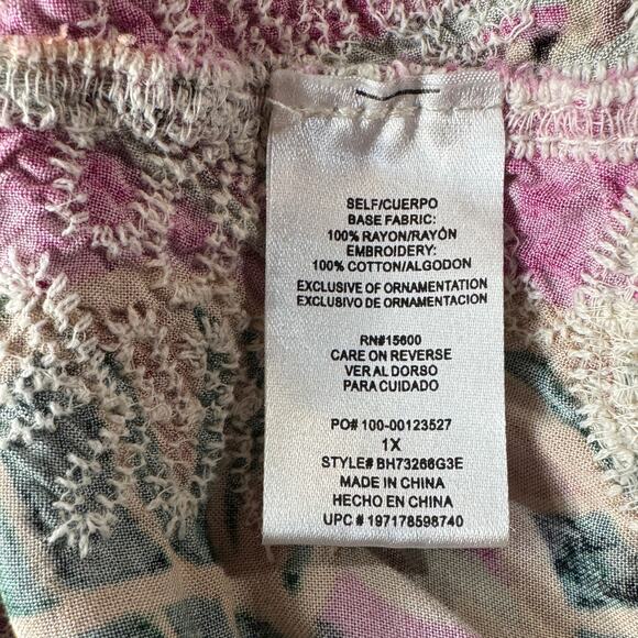 Democracy 1X-Large Kimono Cardigan Open-Front Crochet Embroidered 3/4 Sleeves - Picture 8 of 9